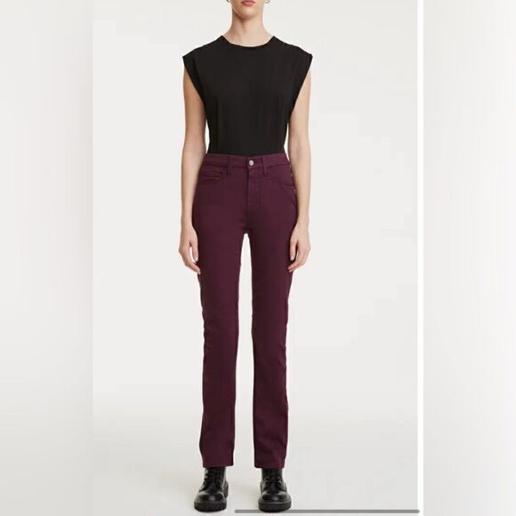 JEN7 7 for all mankind Sateen slim straight Jeans in plum 12 - Picture 1 of 4